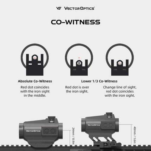 Vector Optics 1x22 Red Dot Scope Compact Reflex Sight, Quick Detach, 3 MOA Dot Size w/High & Low Profile Picatinny Mount Co-Witness