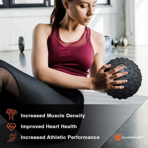 GYMENIST Weighted No Bounce Slam Ball Intensive Workout Training Gym Exercise Weight Balls Equipment (15-LB, Black Extreme)
