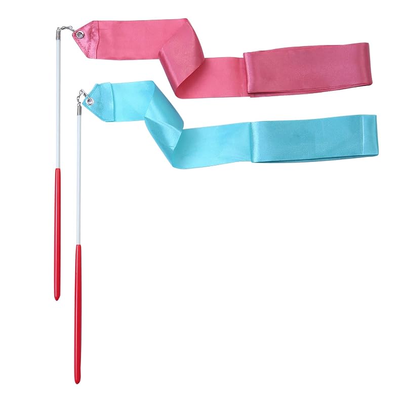 Aneco 24-Piece Dance Ribbons Streamers for Rhythmic Gymnastics - Colorful Silk Ribbon Wands (Variation: Small)