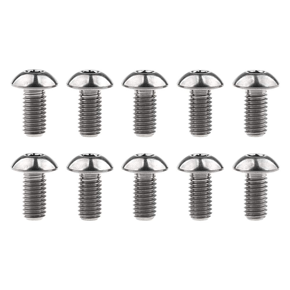 Wanyifa Titanium Ti Water Bottle Cage M5x8 10 12 15mm Bolt Button Head Allen Key Screws Pack of 10 (Silver, M5x10mm)
