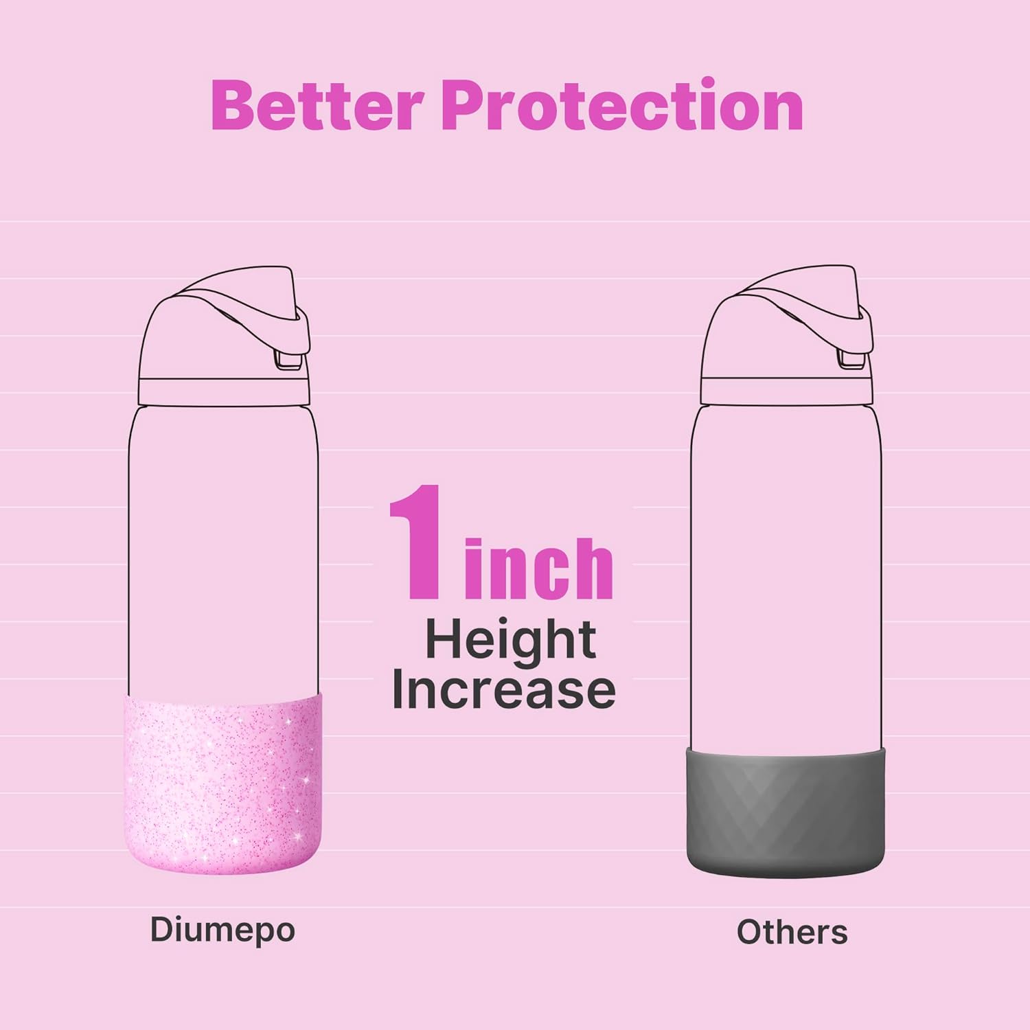Owala Silicone Water Bottle Boot - Anti-Slip Protective Sleeve for 32 oz Stainless Steel Bottles | Glitter Pink