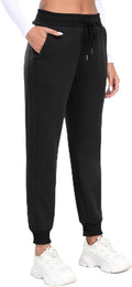 MoFiz Women's Thermal Fleece Lined Joggers - Water Resistant Winter Sweatpants | Black, Size L