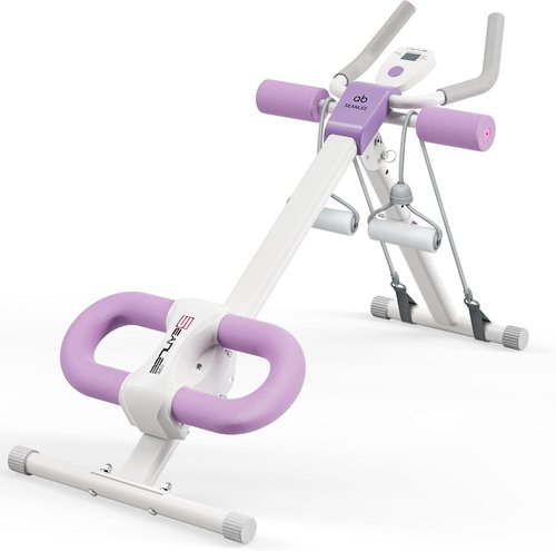 Ab Trainer Core & Abdominal Trainers AB Workout Machine Home Gym Strength Training Waist Cruncher Core Toner Buttocks Shaper with LCD Monitor Violet