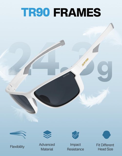DEAFRAIN Polarized Sports Sunglasses - Unbreakable Frame with UV Protection | Ideal for Running, Fishing, Driving