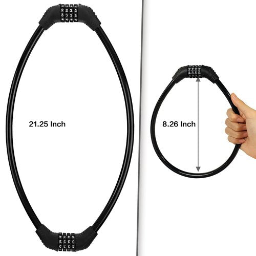 Bike Lock Cable, Bicycle Lock, Bike Locks Heavy Duty Anti Theft, 2Ft Combination Cable Lock for Outdoor Equipment, Black (2Ps, 2Ft, Reset Combo)