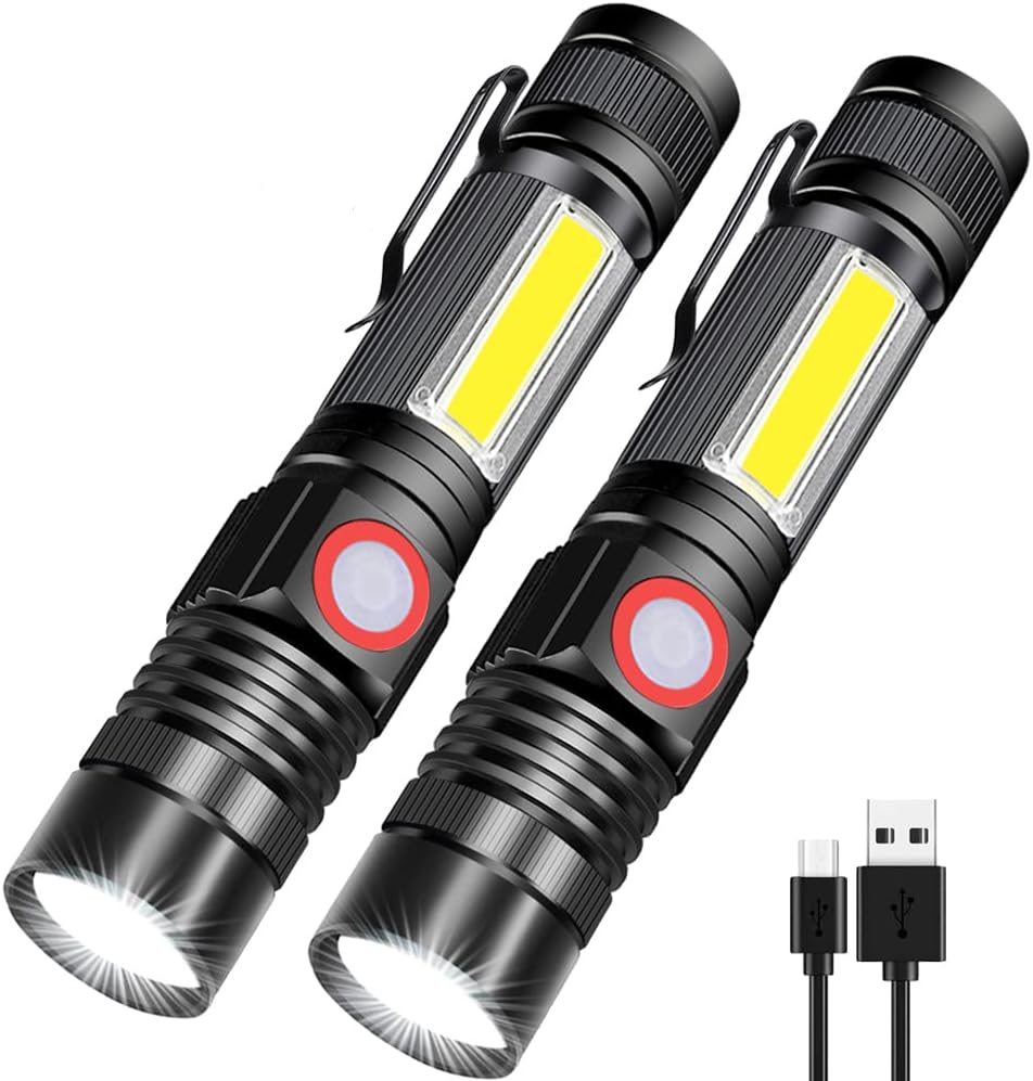 Skiennix Rechargeable LED Flashlight - Super Bright Tactical Design | USB Rechargeable, Waterproof, Compact for Camping & Emergencies