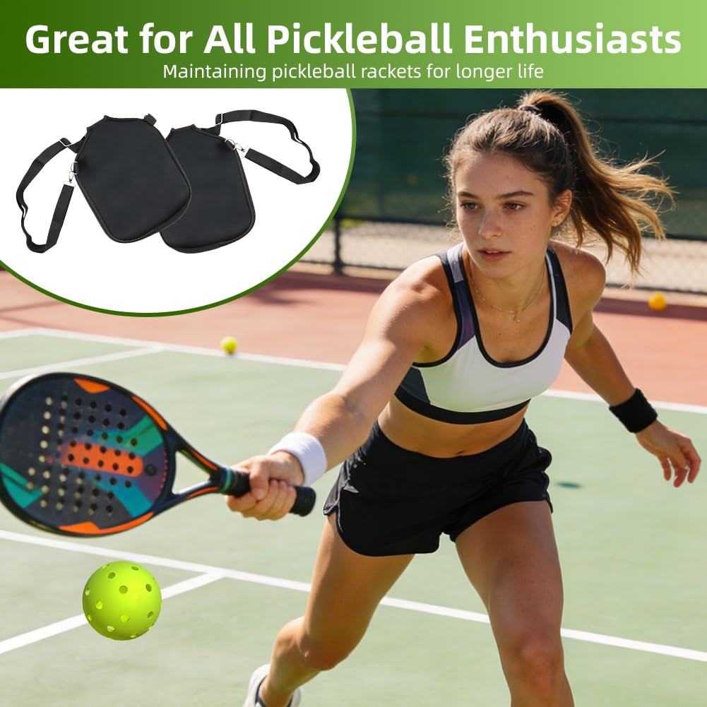 zxbaers 2PCS Pickleball Paddle Cover, Universal Pickleball Racket Sleeve Neoprene with Shoulder Strap, Pickleball Paddle Storage Bag Fit for Most USAPA Standard Pickleball Paddle Accessories