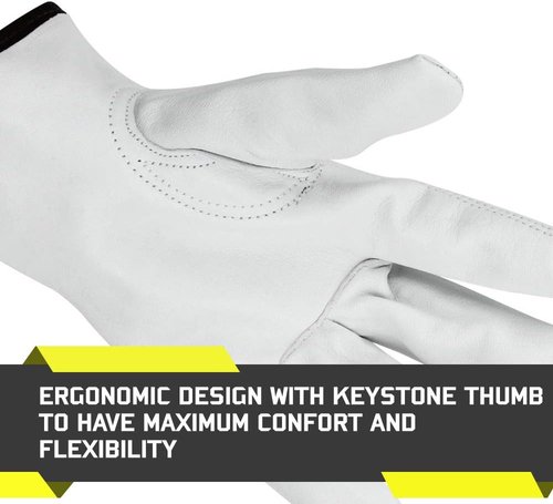 Glove Station Driver Gloves - Unlined Top Grain Beige Leather for Truck Driving, Welding & Gardening