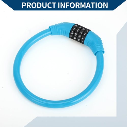 Hihaha Bicycle Lock/Portable Ring Cable Anti-Theft Bike Lock for Mountain Bike Road Bike/Resettable 4 Digit Mini Ring Lock Alloy ABS PVC 45cm / 1 Pc Blue