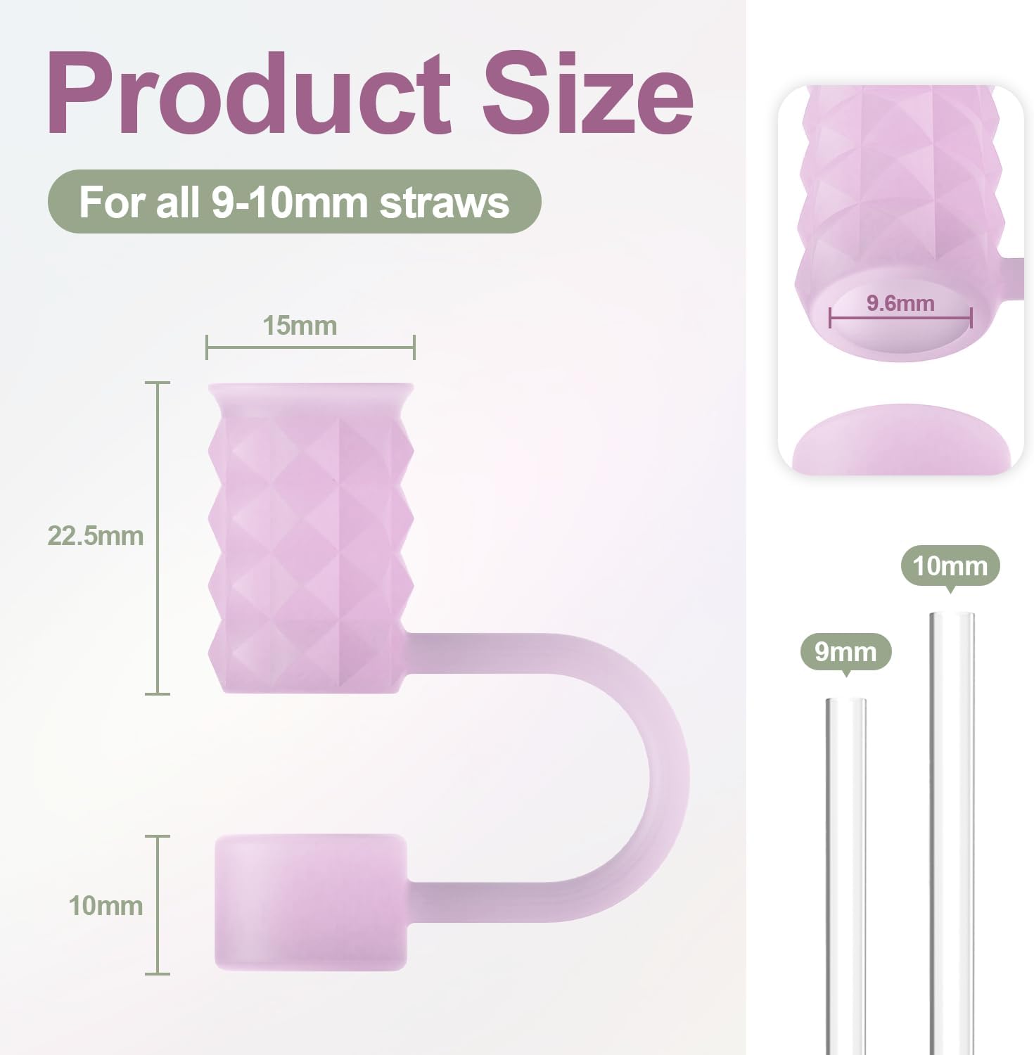 YOTIME Silicone Straw Covers - 6Pcs Reusable Dust-Proof Caps for Stanley Cup 40 & 30 oz | Translucent Pink