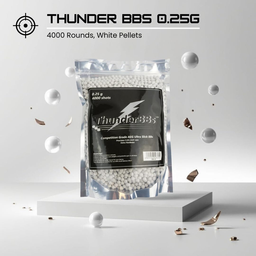 TBB 0.25G Airsoft BBs - Competition Grade, White | 4000 Rounds Per Bag