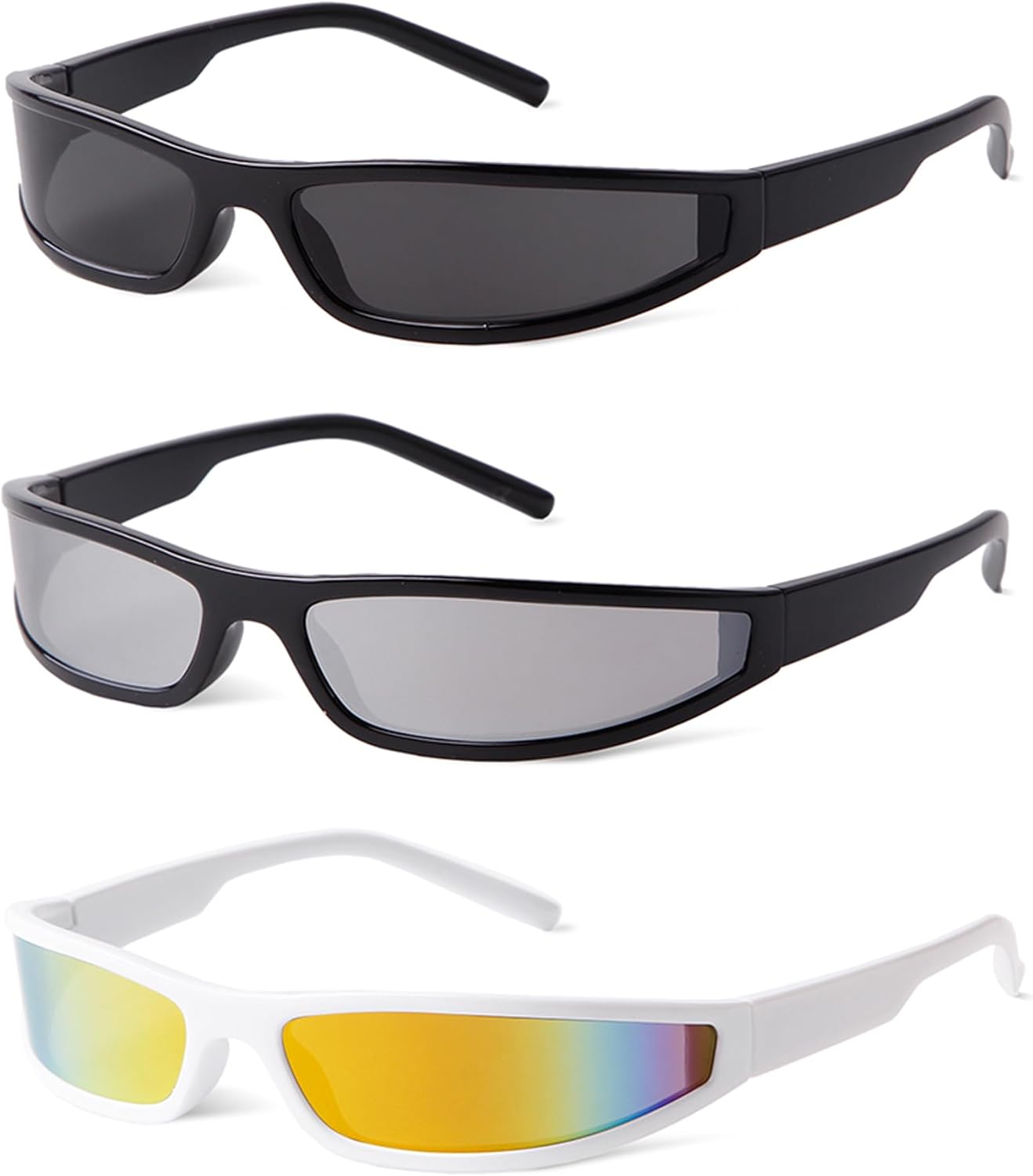 Skiennix Y2K Wrap Around Sunglasses - Futuristic Small Frame Rectangle Shades for Men & Women