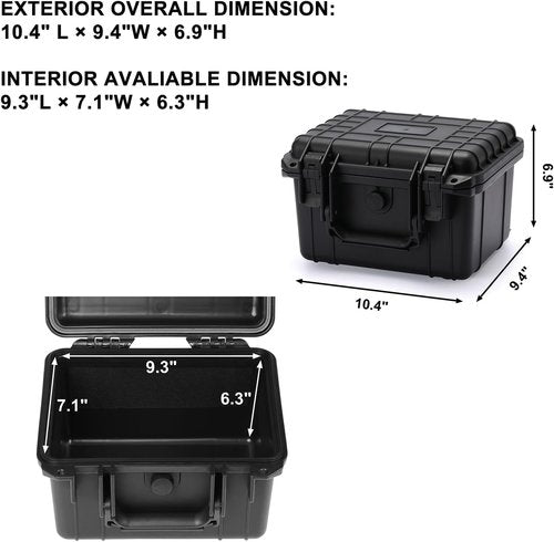 Mayouko Portable Tool Box - Waterproof Hard Case with Shock-Proof Foam Insert | 10.6 x 9.7 x 6.9 Inch
