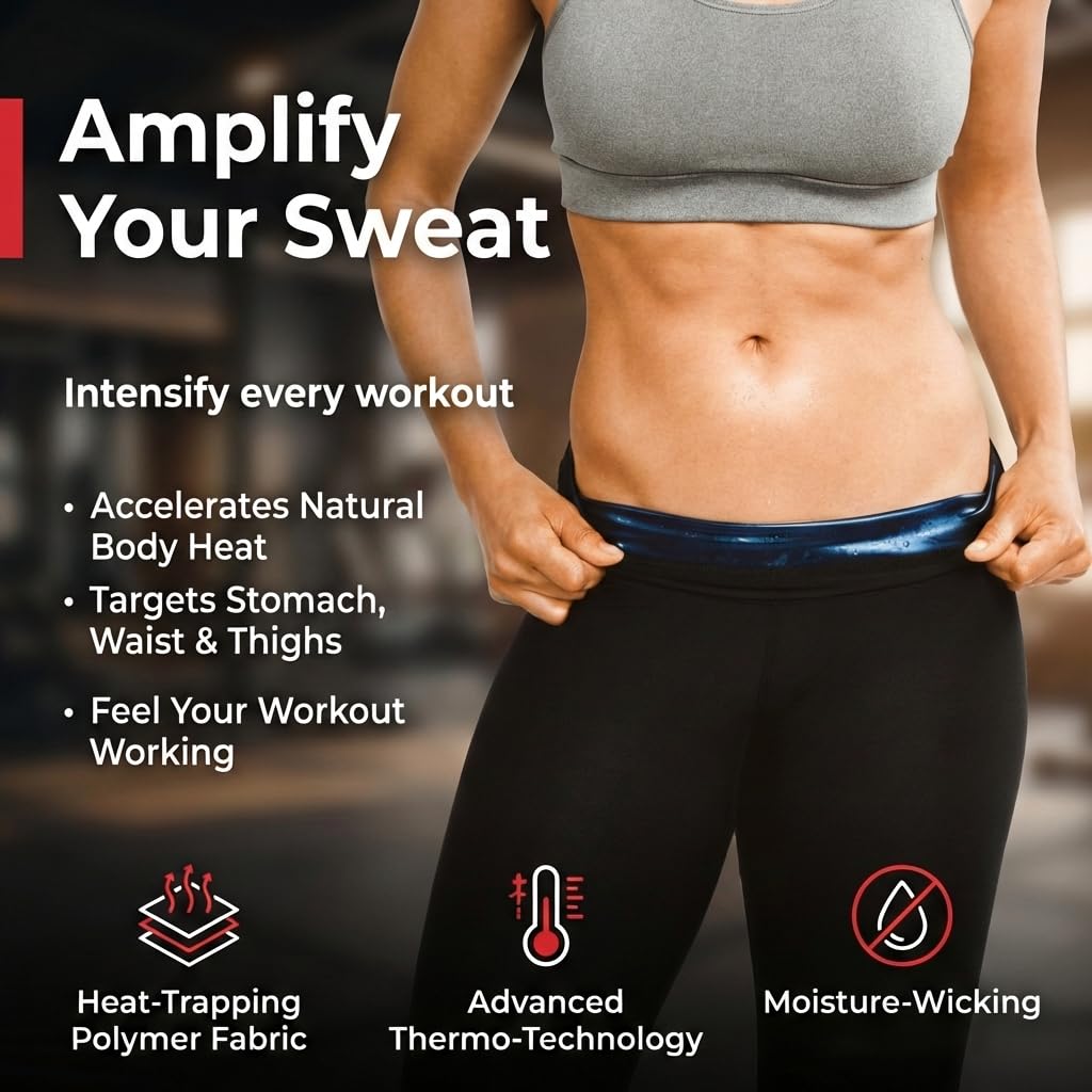Sweat Shaper Women's Sauna Leggings Compression High Waist Yoga Pants Thermo Sweat Capris (Black, 4X-Large)