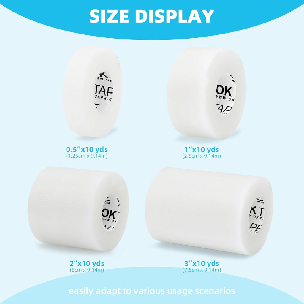 OK TAPE OKPore Transparent Medical Tape - Hypoallergenic, Breathable First Aid Surgical Tape | 1in x 10yds (Pack of 12)