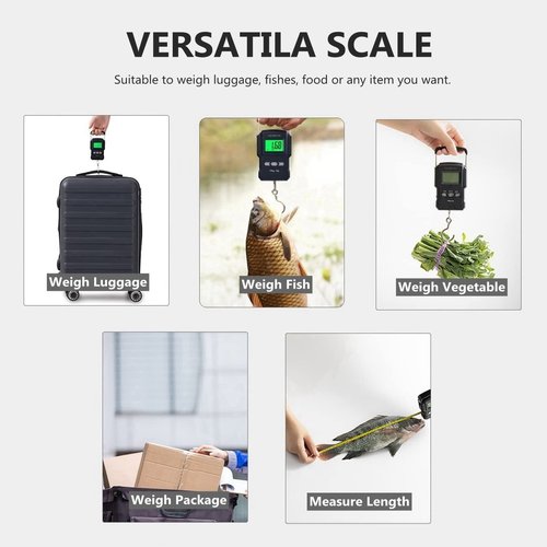 Nutri Fit Digital Luggage Weight Scale - Handheld Suitcase Weigher with Hook & Measuring Tape, 165lb/75kg