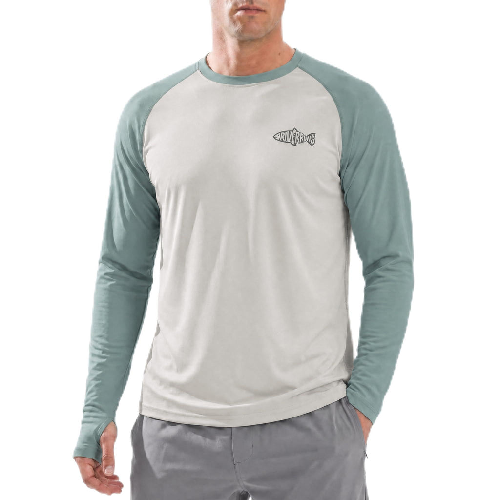 Riverruns Sun Protection Long Sleeve Shirts Rash Guard Shirts Ice-Cool Quick Dry Swim Shirt Fishing Sports Shirt, X-Large