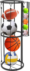 Garage Ball Storage Rack - Vertical Wall Mount for Basketball, Soccer & Volleyball | Space-Saving Organizer in Black
