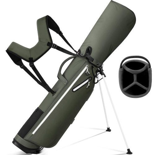 Full Choice Lightweight Golf Stand Bag, Durable 4 Way Full-Length Dividers with Dual Straps & Stand Golf Carry Bag, Olive Green
