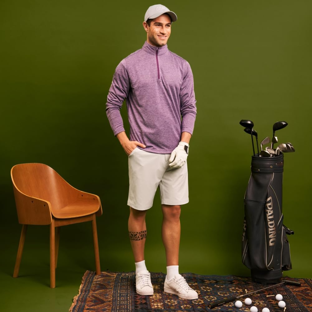 Skiennix Long Sleeve Golf Shirt - 1/4 Zip Pullover with UPF 50 Sun Protection | Lightweight Athletic Fit