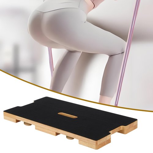 Wood Fitness Board, Resistance Band Workout Footplate, Resistance Band Foot Plate with Non-slip Design for Training, Stretching, Balance, Flexibility Exercise for Home Gym