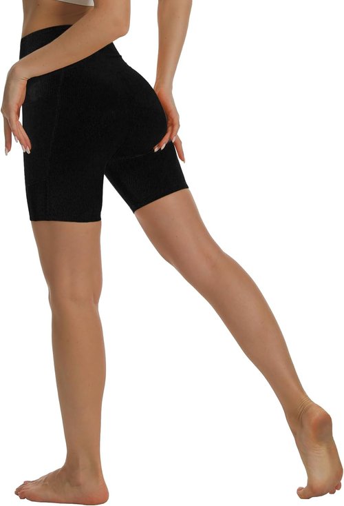 HOKOYI Women's High Waisted Biker Shorts - 7" Spandex Compression Workout Shorts with Pockets
