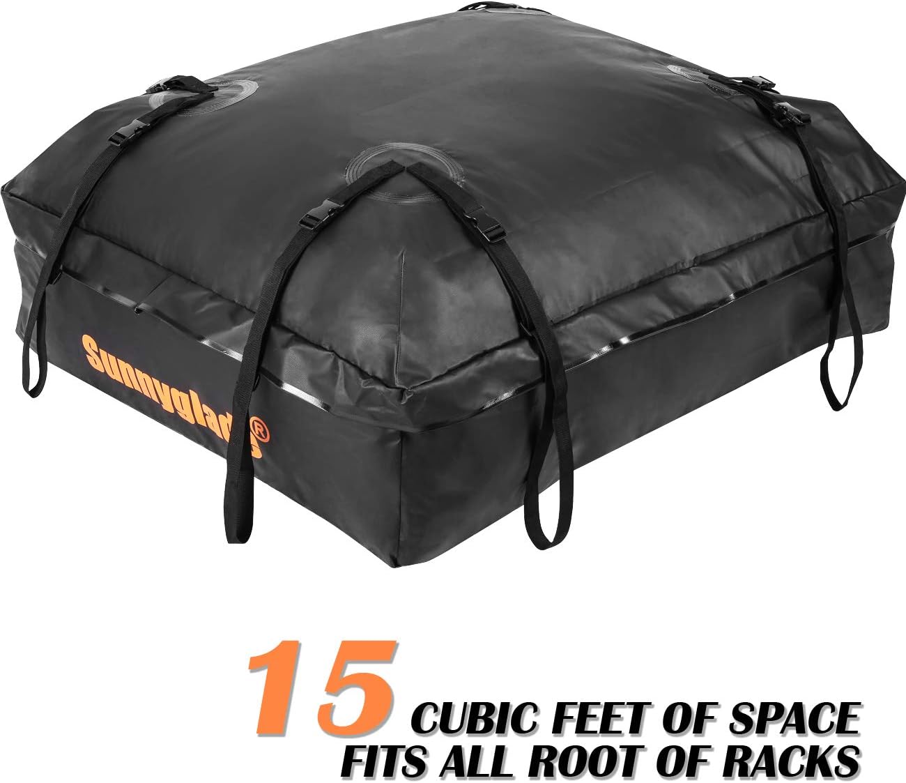 Sunnyglade Waterproof Cargo Bag - 15 Cubic Feet Car Top Carrier for All Roof Racks