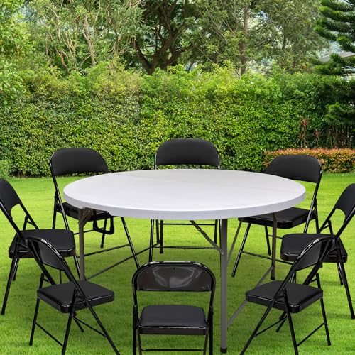 54 Inch Round Folding Table - Portable 4.5ft Bifold Design for Indoor & Outdoor Use