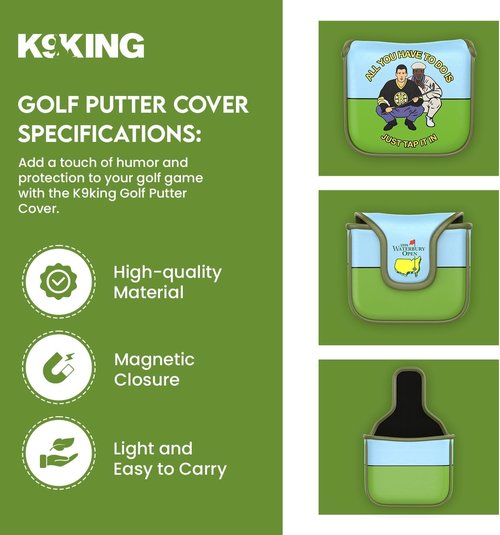 Golf Putter Cover - Premium Golf Club Protector with Magnetic Closure | Essential Golf Accessories for Men with Premium Club Protection | Funny Golf Accessories for Men (Tap Tap TapaRoo)
