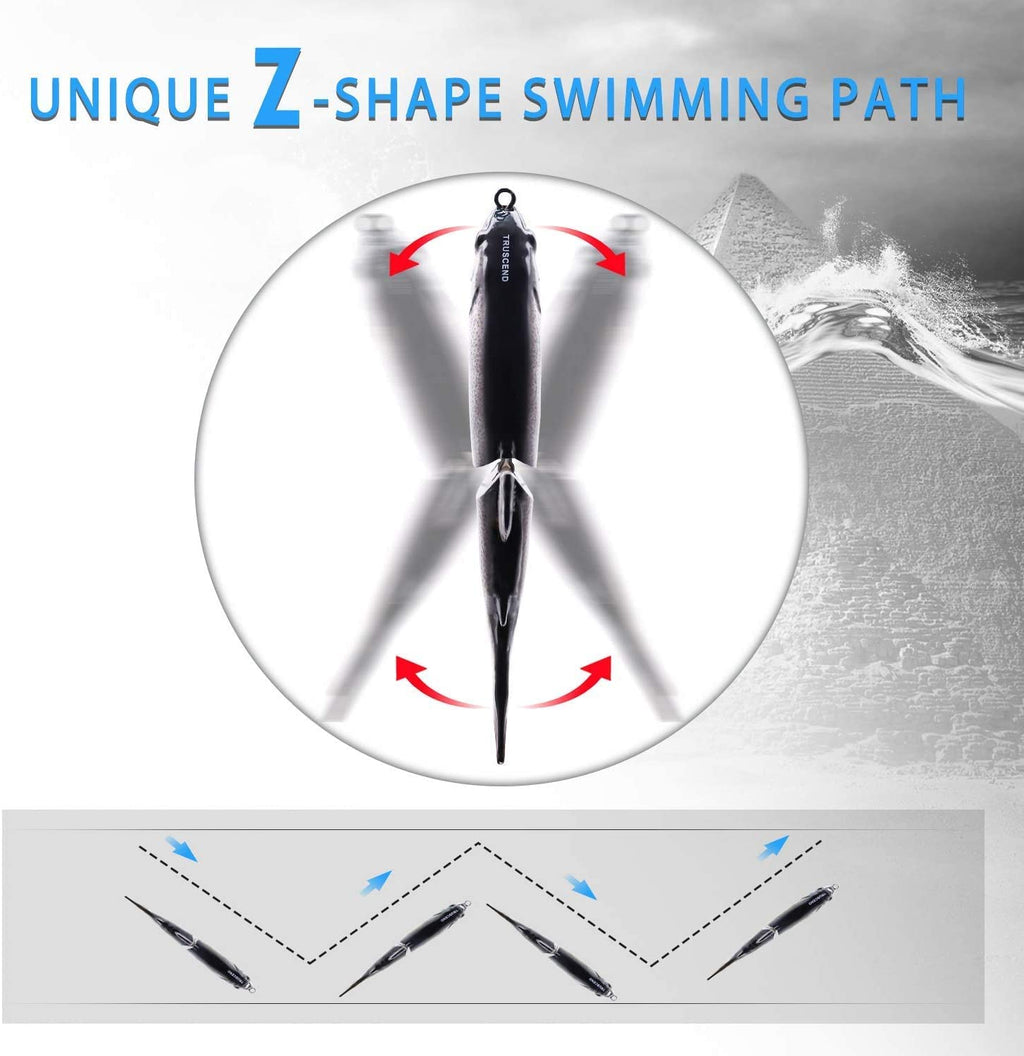 TRUSCEND Easy Catch SwimMax with BKK Hooks, Magic Noisy Wiggling and Vibrating Actions for More Bites, Lifelike Fishing Lures for Bass Trout Walleye Crappie, Strongest Dyneema Fiber Jointed Swimbaits