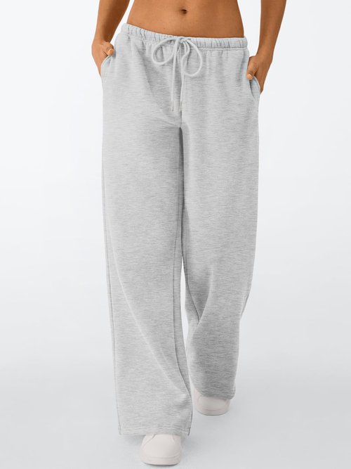 Trendy Queen Womens Wide Leg Sweatpants Baggy Drawstring Low Rise Lounge Pants 2026 Fall Joggers with Pockets Grey M