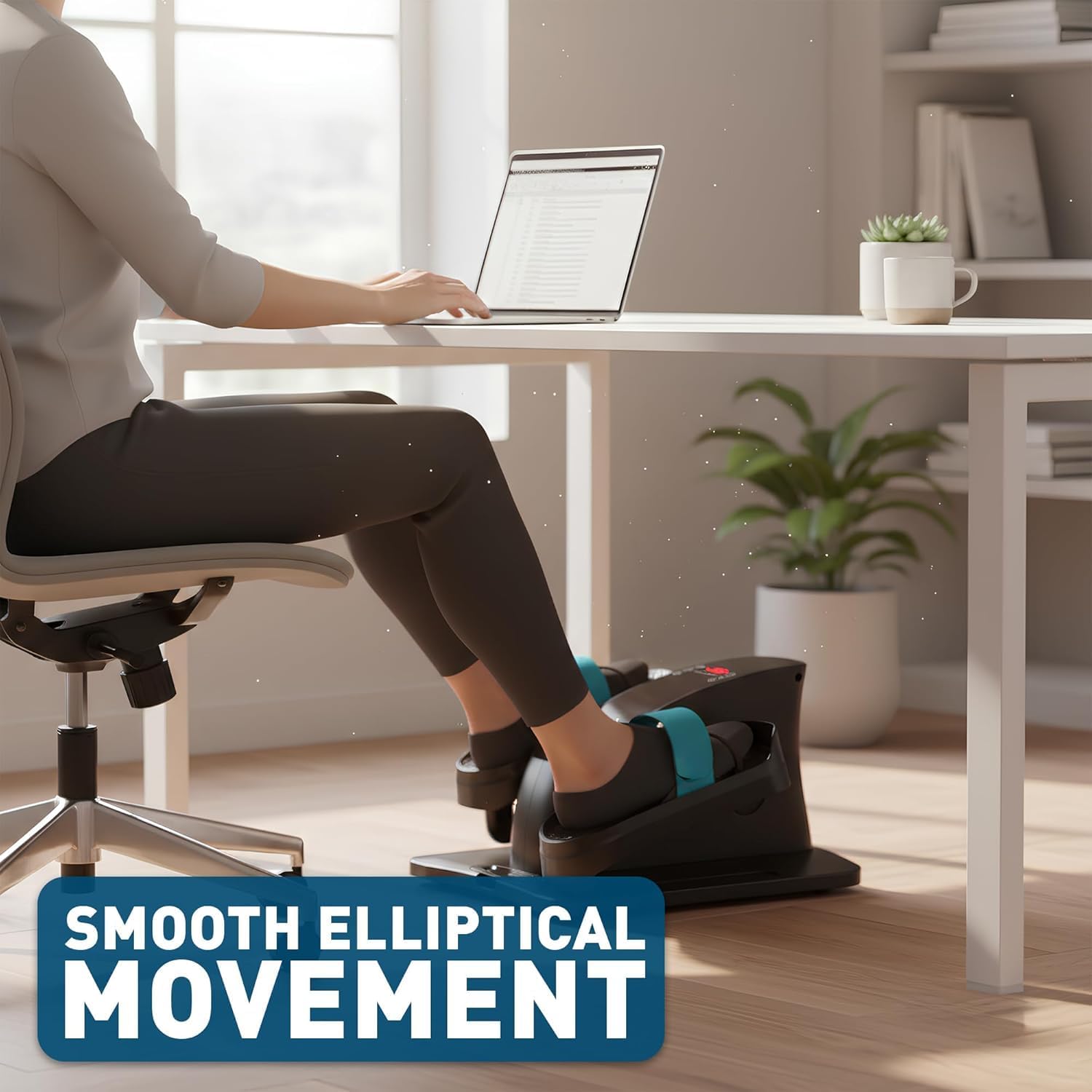 Under Desk Elliptical Machine - Electric Pedal Exerciser for Seniors & Adults | 12-Speed Quiet Leg Workout