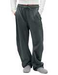FAIABLE Wide Leg Sweatpants Women Men - Barrel Sweatpants Women, Super Soft Washed Sweat Pants, Womens Fleece Baggy Joggers with Pockets, Drawstring & Relaxed Fit Dark Grey