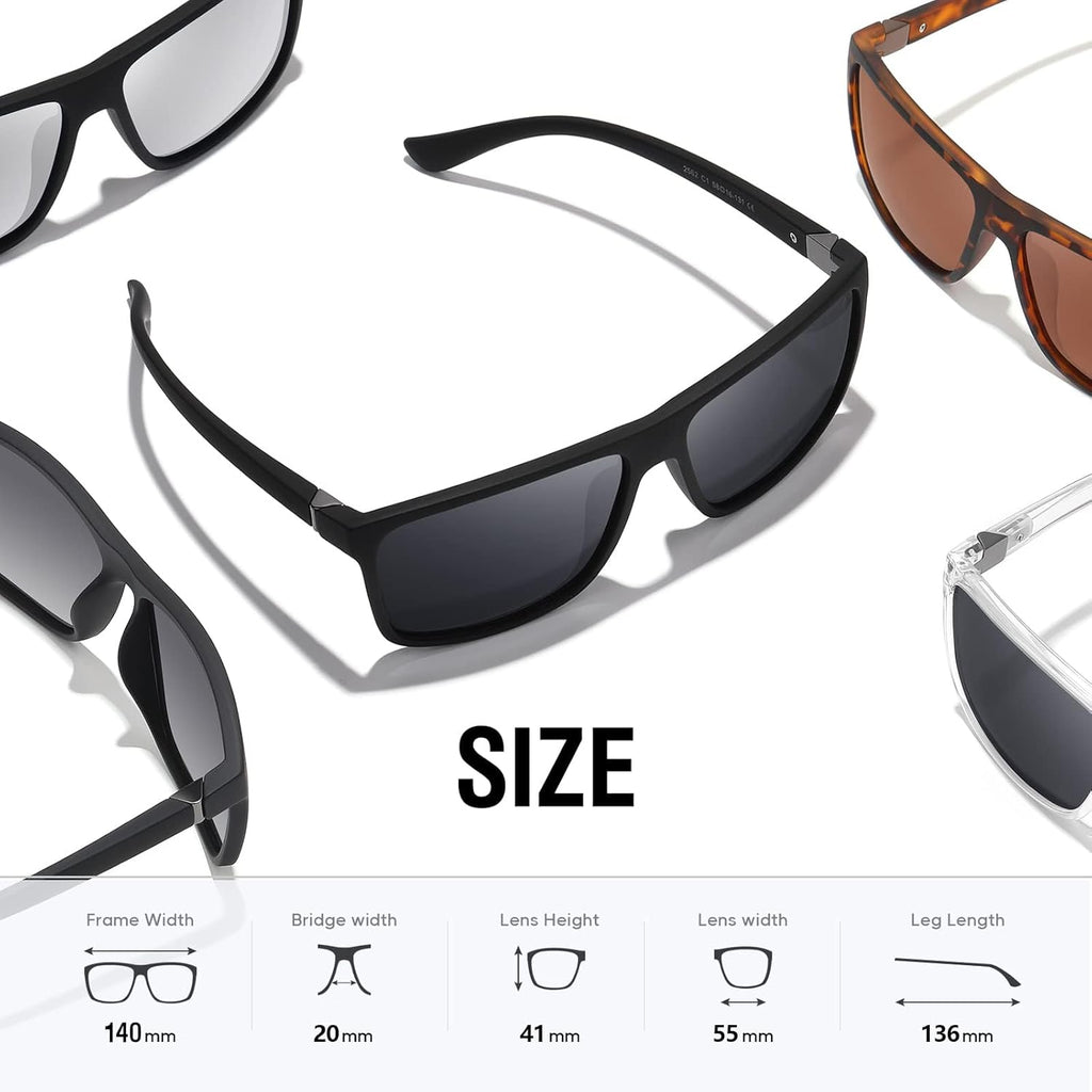 Skiennix Polarized Sunglasses - Black Retro Style for Men & Women | UV Protection for Driving & Fishing