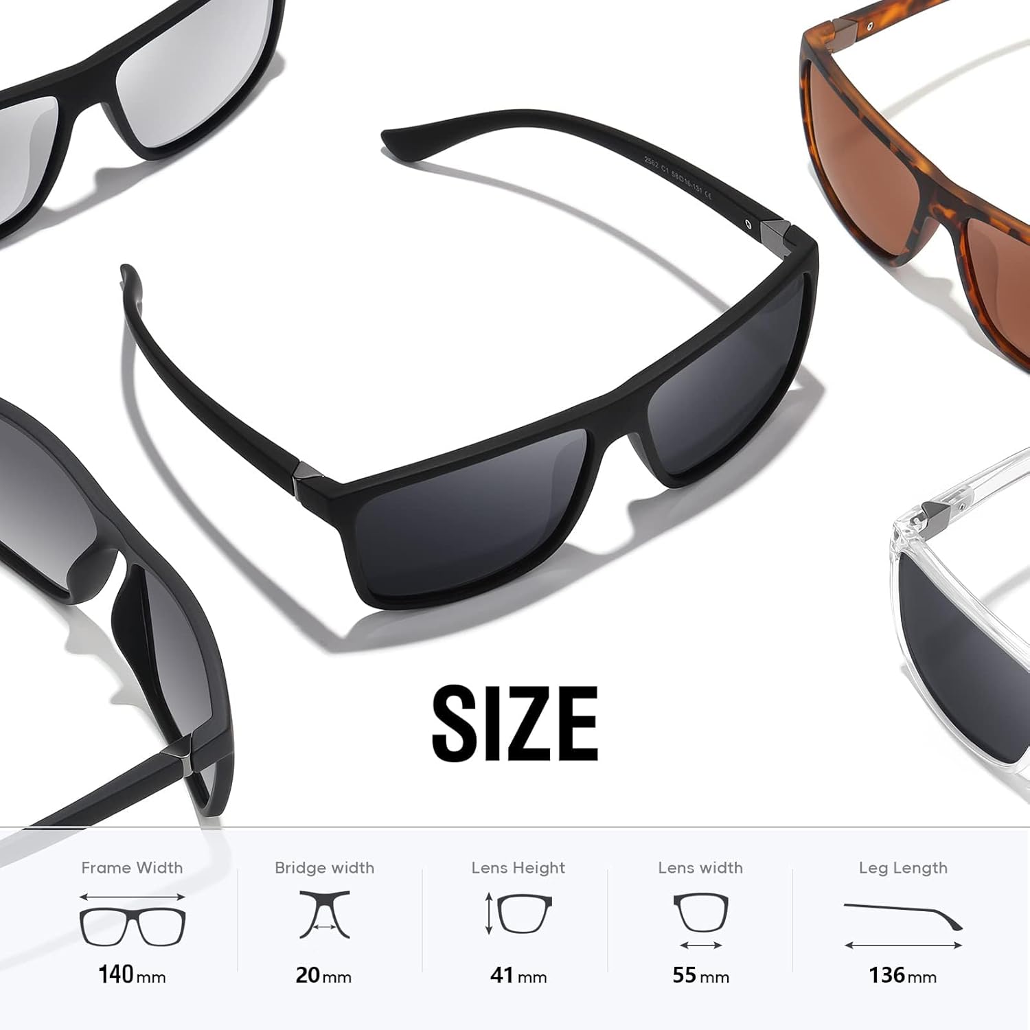 Skiennix Polarized Sunglasses - Black Retro Style for Men & Women | UV Protection for Driving & Fishing