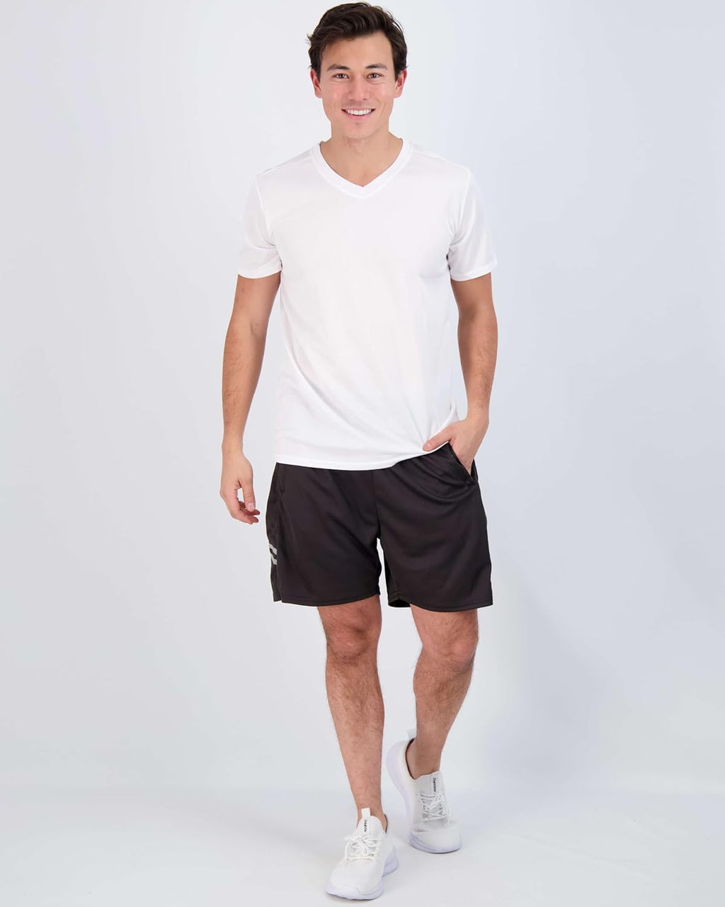 Real Essentials Men's Mesh V-Neck T-Shirt - 5 Pack Athletic Dry Fit Workout Shirts (Big & Tall Available)