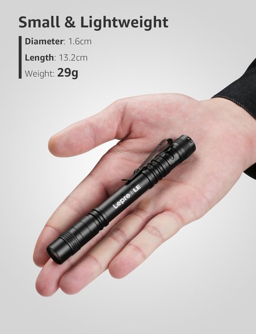 LE LED Pen Flashlights - Mini Waterproof Pocket Flashlight Set | Lightweight 2-Pack for Work & Emergencies