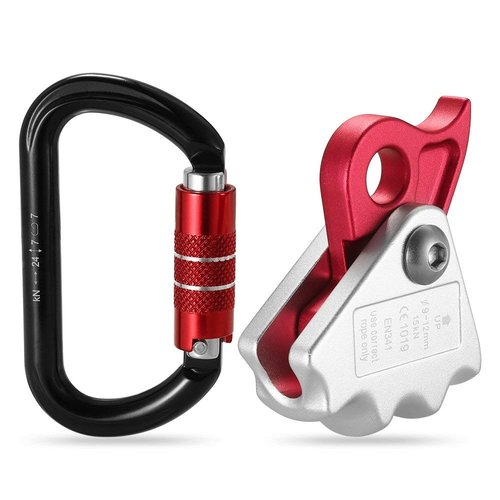 Lixada Rope Grab with 24KN Quick Lock Rock Climbing Fall Protection Safety Clip Outward Bound Training Protection Rescue Lanyard Grab