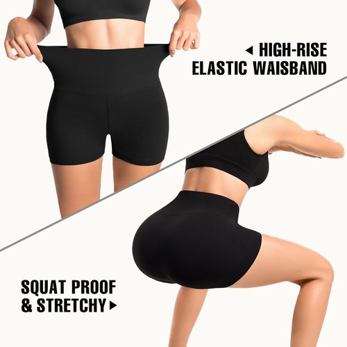 Leafigure Biker Shorts for Women - High Waisted with Pockets | 2 Pack Yoga & Gym Workout Shorts