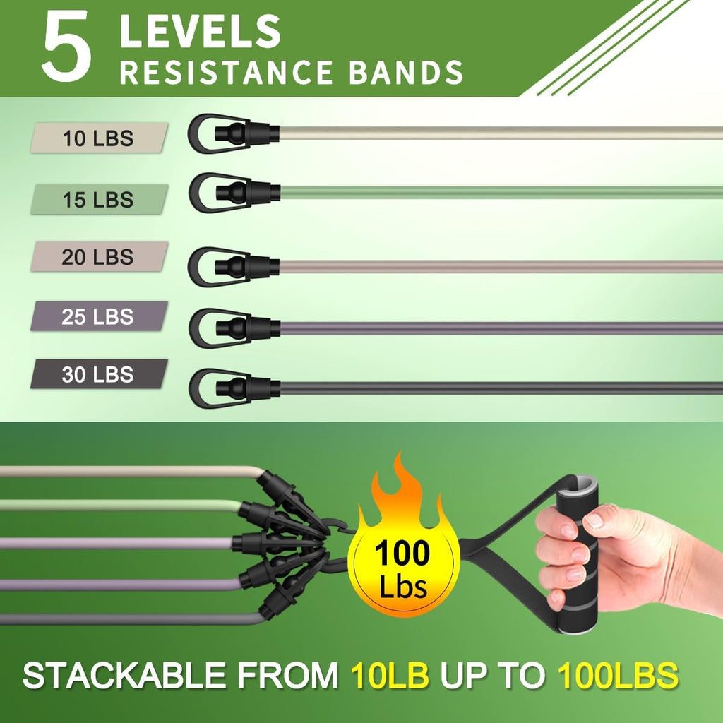 WHATAFIT Resistance Bands Set - Versatile Exercise Bands for Home Gym | Includes Handles, Door Anchor & Ankle Straps