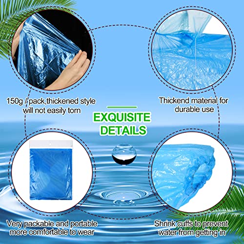 Blue Rain Ponchos Bulk 100 Pack Disposable with Hood for Adults