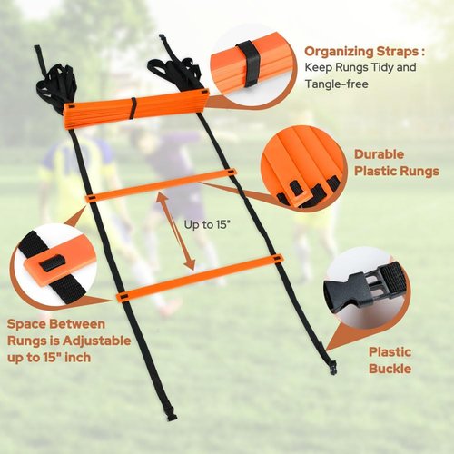 GHB Pro Agility Ladder - 12 Rung Speed Training Ladder | 20ft with Carrying Bag