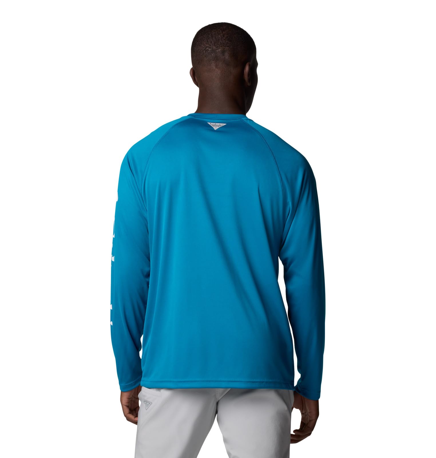 Columbia Men's PFG Terminal Tackle Long Sleeve Fishing Shirt, Blue Echo/White Logo, 1X