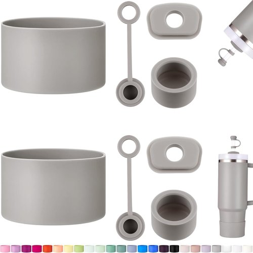 HYZ Silicone Spill Proof Stopper Set - 8 Piece Accessories for Stanley H2.0 Tumblers | Ash Color