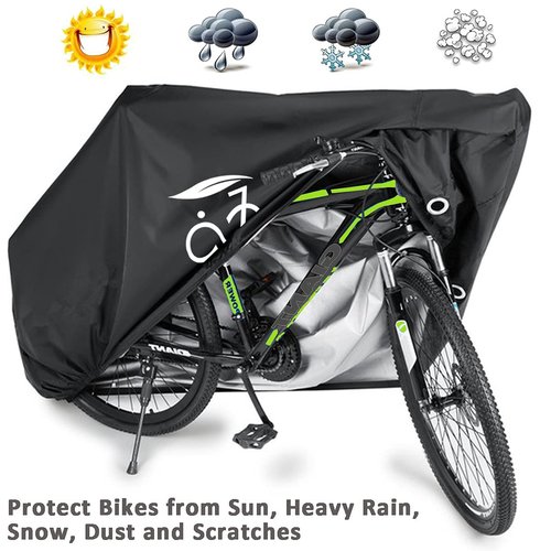 ZCOINS High-Density Bike Cover Waterproof Outdoor for 1 or 2 Bikes, 210D Lightweight Durable Bicycle Cover for Outside Storage, UV Resistant Dustproof Protection for Mountain Road Bike Ebike