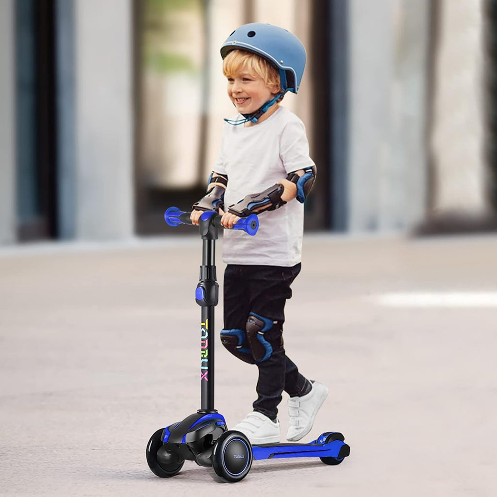 TONBUX Kids Scooter - Adjustable 4 Heights, Light-Up 3-Wheel Design | Shock Absorption & Balance Training for Ages 3-12