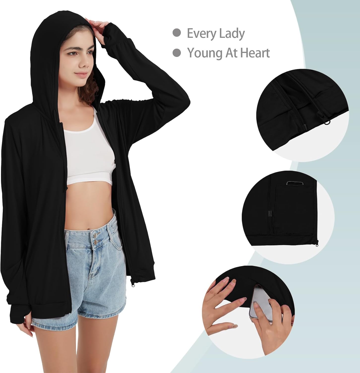 QBK Lightweight Zip-Up Hoodie - Stylish Summer Jacket for Women | Perfect for Warm Weather