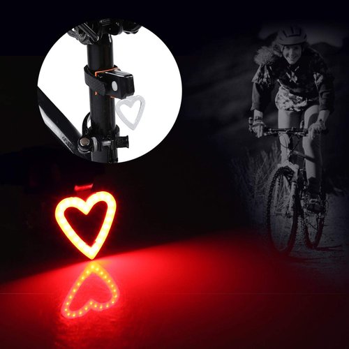 Bike Tail Light, Night Riding Lights 5 Modes Bike Rear Light USB Charging LED Tail Light Waterproof Rear Lamp Red for Bicycle, Bicycle Tail Light(Heart)