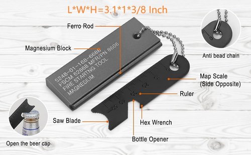 SEYIIRE Magnesium Fire Starter, Waterproof Flint Matches Ferro Fire Steel for Camping Hiking Hunting, Outdoor Survival fire Striker Kit (4 Pack)