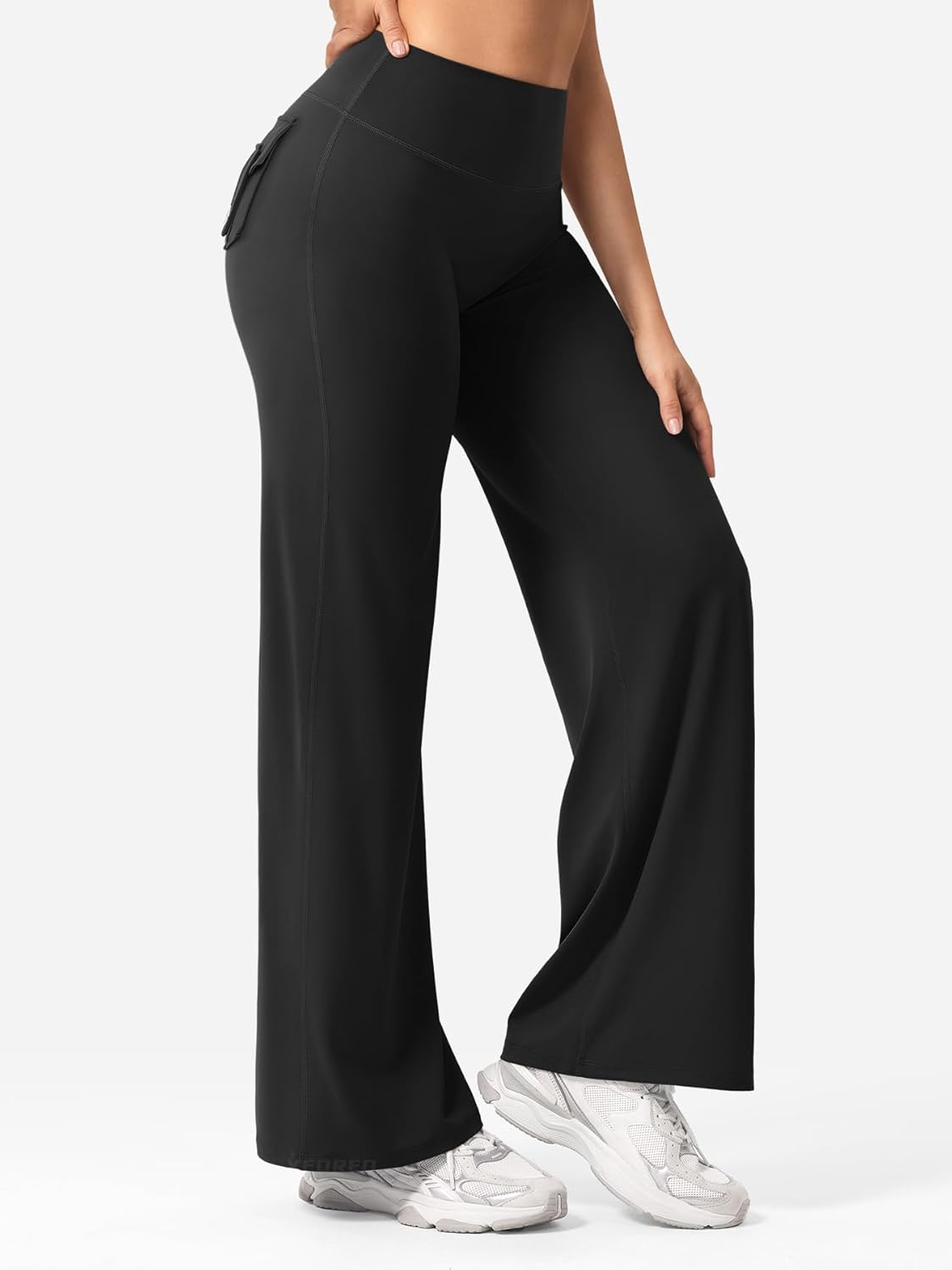 YEOREO High Waist Cargo Leggings for Women - Straight Leg Design with Pockets & No Front Seam